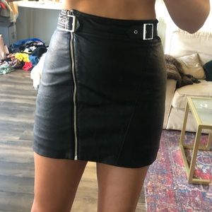 Topshop faux leather skirt zip buckle